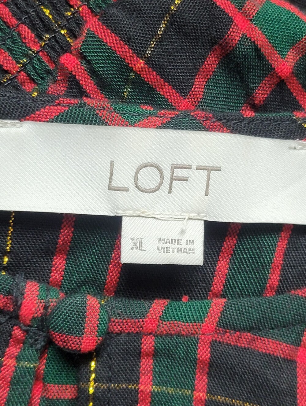 Loft Plaid Midi Dress with Keyhole Neck - Red/Black Size Xl. - Picture 2 of 10